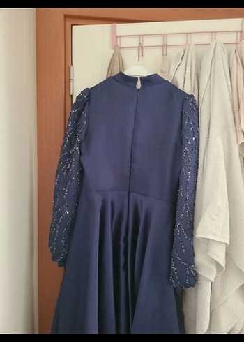 Lacivert Tesettür Abiye Elbise - Görsel 4