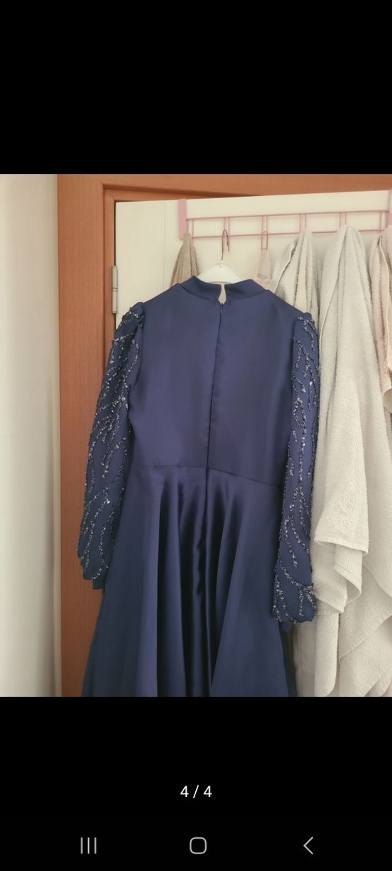 Lacivert Tesettür Abiye Elbise - Görsel 4