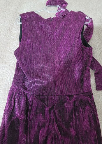 Mor Pilili Midi Abiye Elbise - Görsel 7