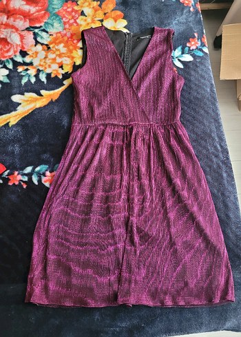 Mor Pilili Midi Abiye Elbise - Görsel 8