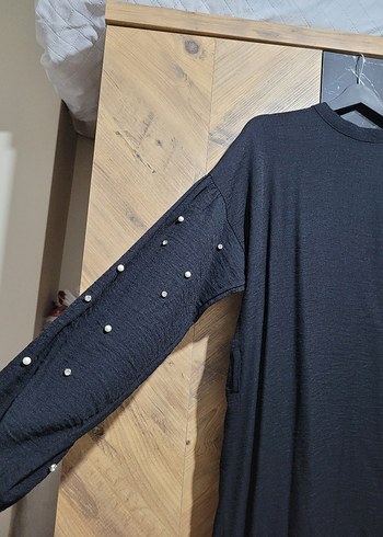 Siyah Uzun Kollu Kemerli Kadın Elbise - Görsel 5