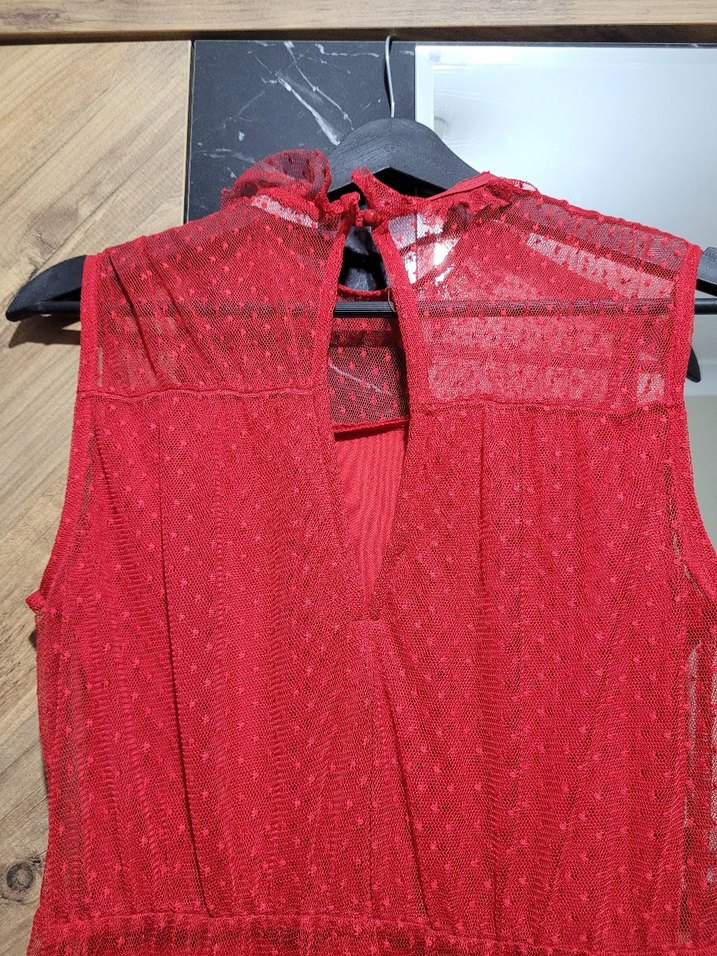 kırmızı mini elbise - Görsel 4