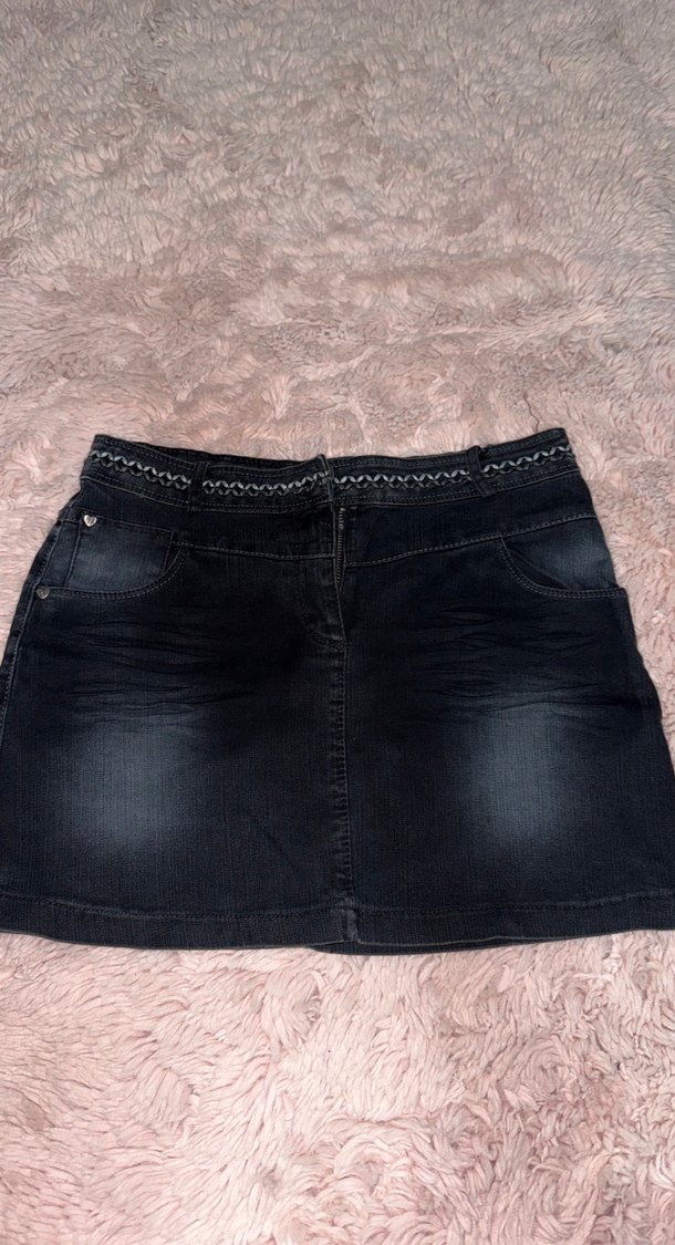 vintage  kadın kot etek nakışlı - Görsel 2