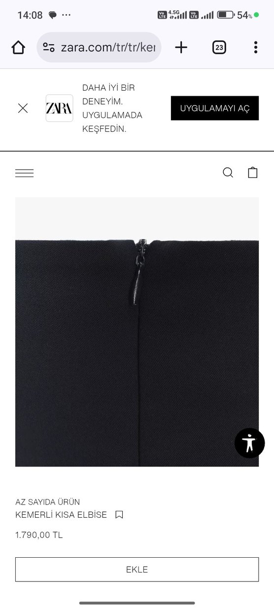 Kemerli Siyah Midi Kadın Elbise ZARA KUTUSUNDA YENİ - Görsel 3