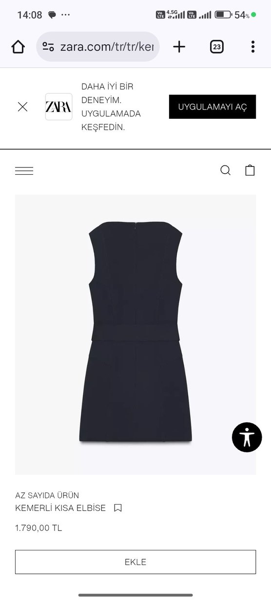 Kemerli Siyah Midi Kadın Elbise ZARA KUTUSUNDA YENİ - Görsel 2