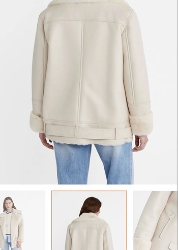 Krem Kadın Kışlık Kürklü Ceket - Görsel 3