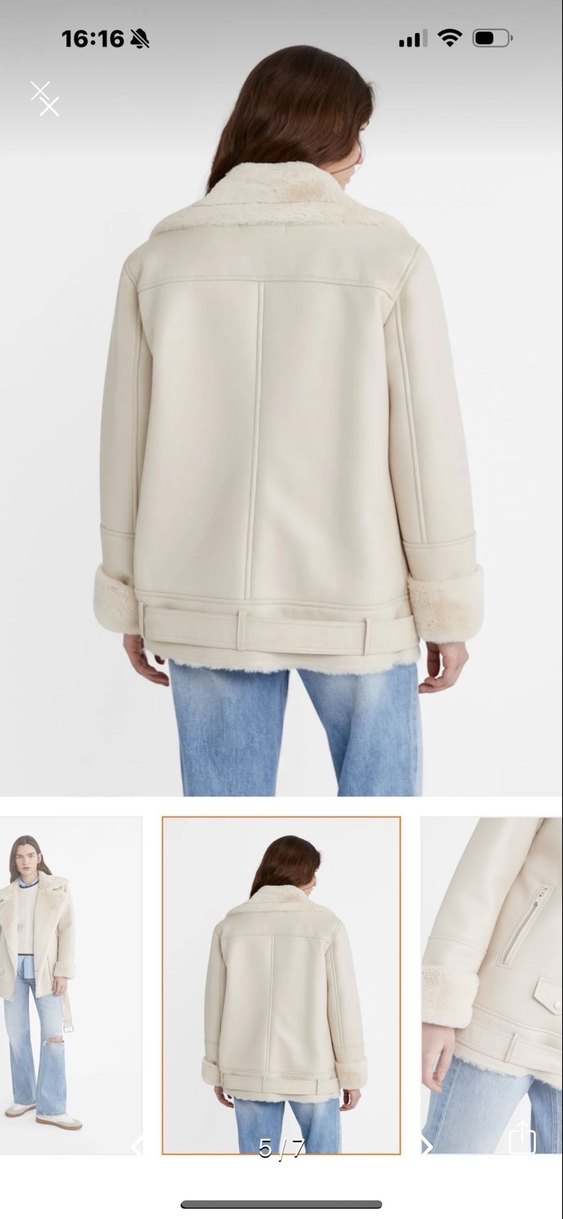Krem Kadın Kışlık Kürklü Ceket - Görsel 3