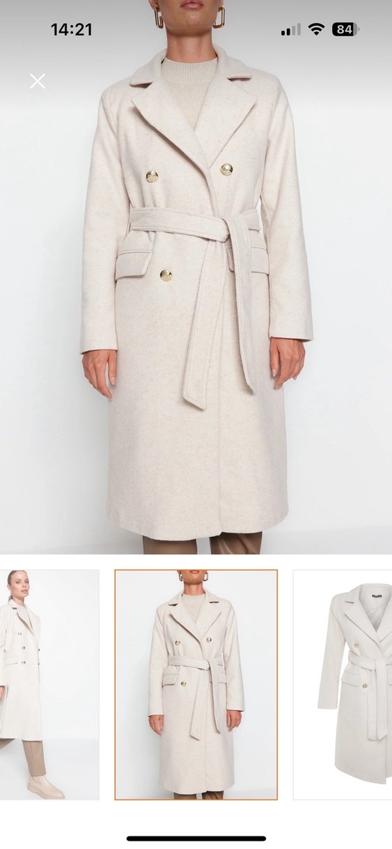 Düğmeli uzun krem kaban - Görsel 2