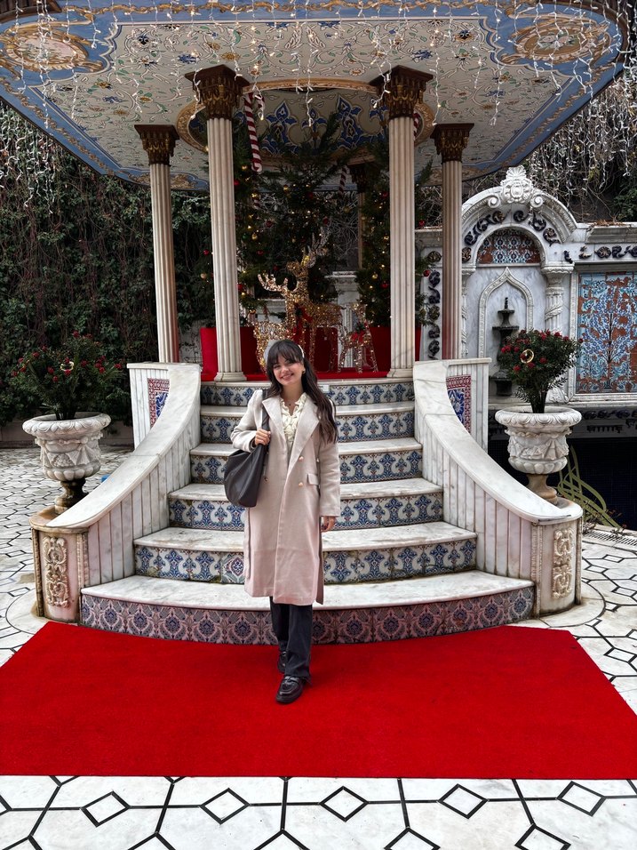 Düğmeli uzun krem kaban - Görsel 4