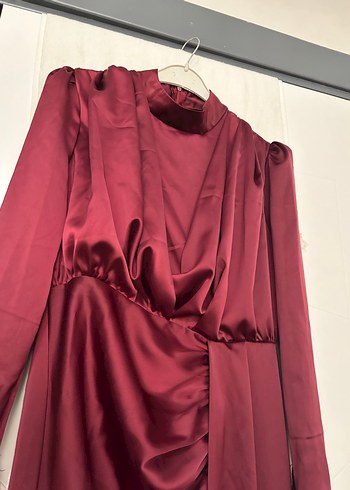 Bordo Drapeli Abiye - Görsel 4