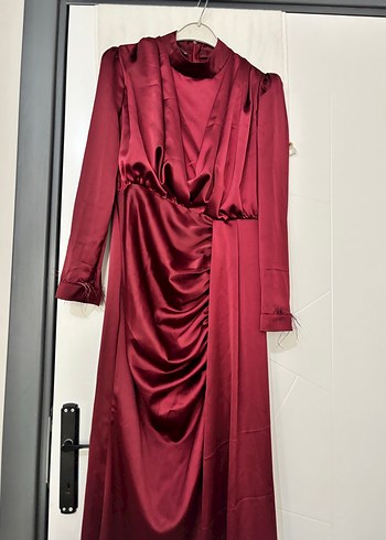 Bordo Drapeli Abiye - Görsel 2