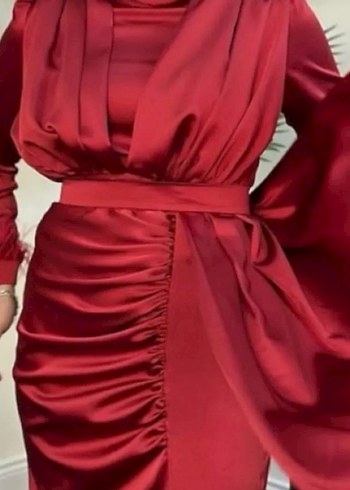 Bordo Drapeli Abiye - Görsel 6