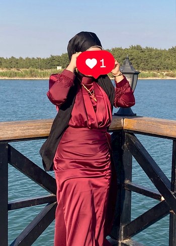 Bordo Drapeli Abiye - Görsel 8