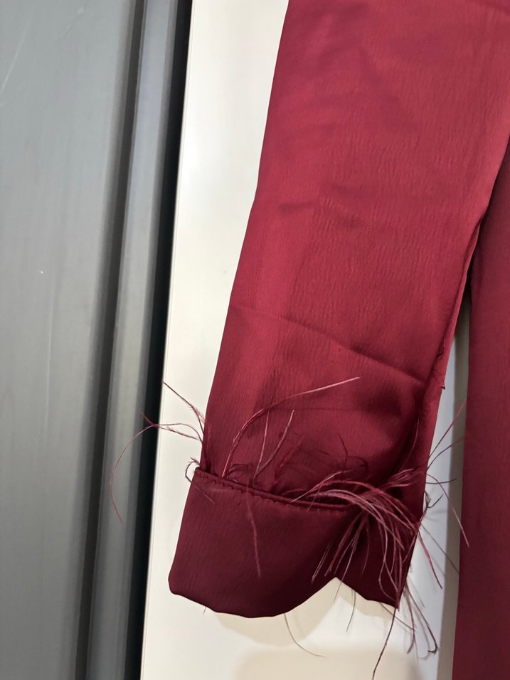 Bordo Drapeli Abiye - Görsel 3