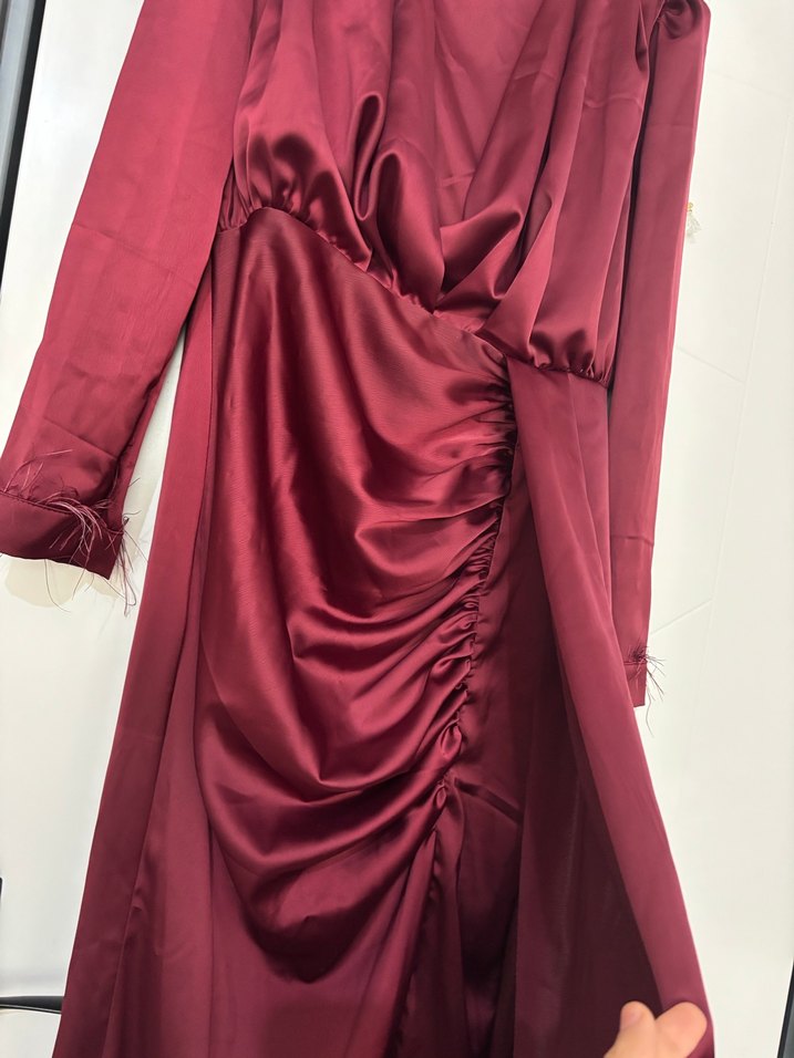 Bordo Drapeli Abiye - Görsel 5