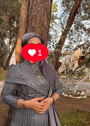 Gri Uzun Drapeli Kadın Abiye - Görsel 7