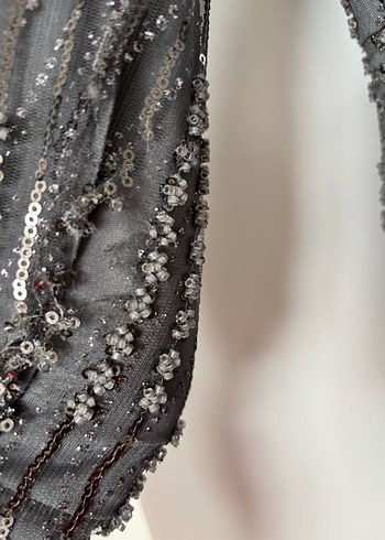 Gri Uzun Drapeli Kadın Abiye - Görsel 9