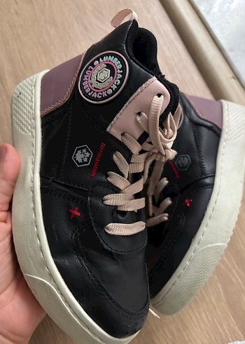 Kız Çocuk Siyah-Pembe Bağcıklı Spor Ayakkabı - Görsel 4