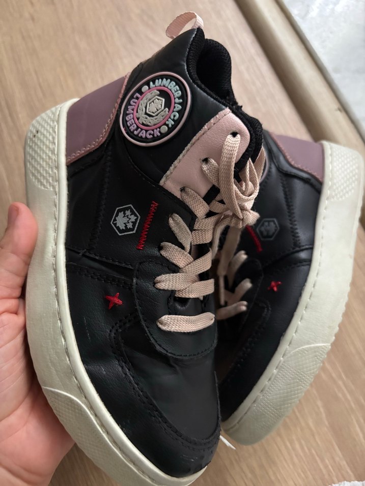 Kız Çocuk Siyah-Pembe Bağcıklı Spor Ayakkabı - Görsel 4