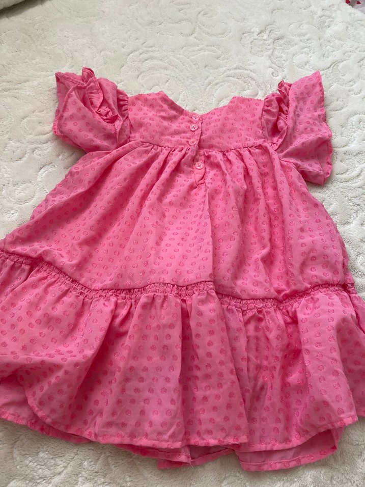 Pembe Fırfırlı Kız Çocuk Elbise - Görsel 3