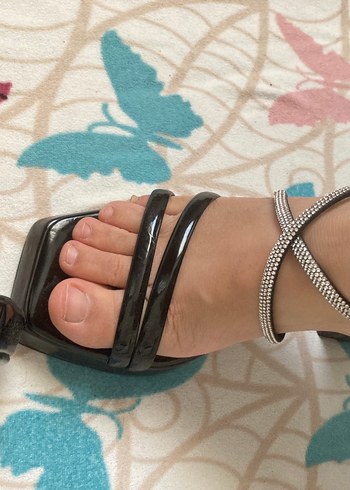 Platform Topuklu çapraz dolama taşlı ayakkabı - Görsel 4