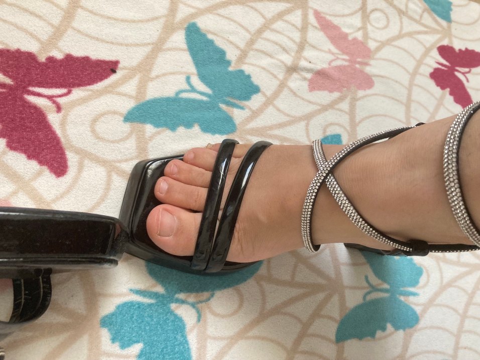 Platform Topuklu çapraz dolama taşlı ayakkabı - Görsel 4