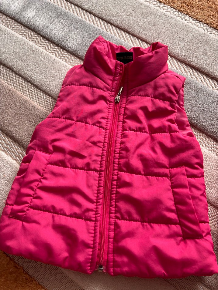 Kız Çocuk Pembe Fermuarlı Yelek - Görsel 2