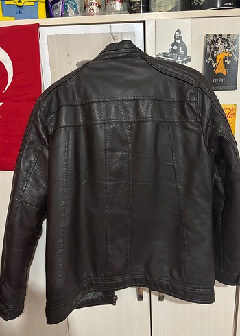 Erkek Siyah Deri Biker Ceket - Görsel 6