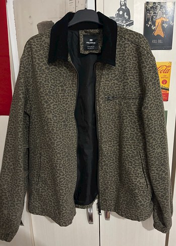 Pull and Bear Pull Bear Leopar Desenli Rahat Fermuarli Ceket