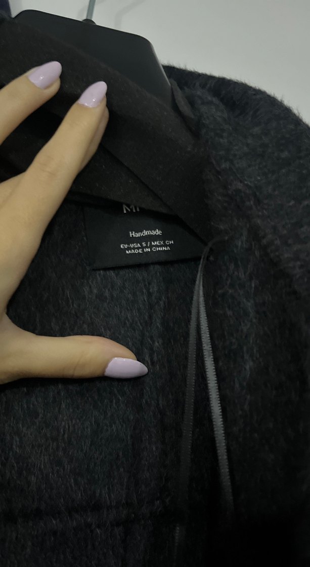 mango dik yaka yün kaban - Görsel 3