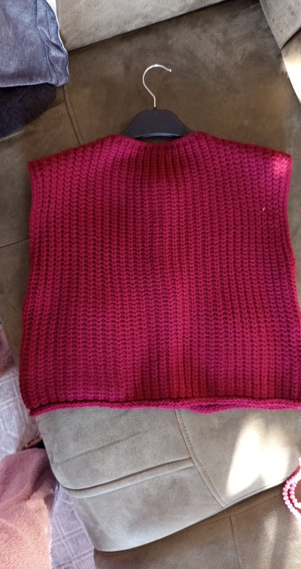 Bordo Örgü Kadın Yelek - Görsel 2