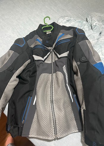 Gri Biker Tarzı Fermuarlı Erkek Motor Ceketi