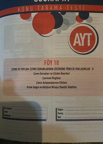 AYT Coğrafya Konu Tarama Testleri Kitabı - Görsel 11
