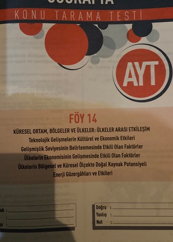 AYT Coğrafya Konu Tarama Testleri Kitabı - Görsel 7