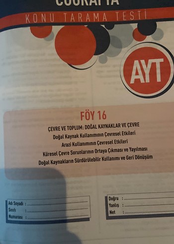 AYT Coğrafya Konu Tarama Testleri Kitabı - Görsel 9