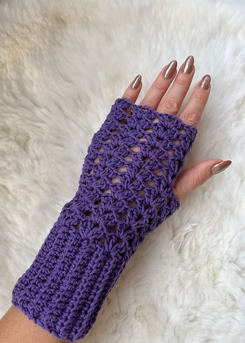 Bej Dantel Detaylı Bohem Örgü Eldiven - Görsel 6