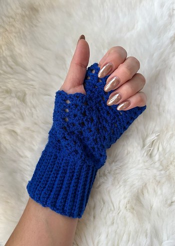 Bej Dantel Detaylı Bohem Örgü Eldiven - Görsel 3