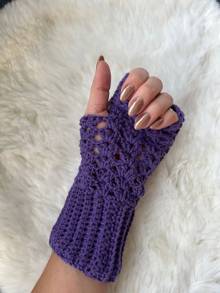 Bej Dantel Detaylı Bohem Örgü Eldiven - Görsel 5