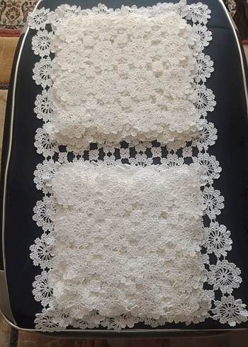 Beyaz İşlemeli El İşi Dantel Seti - Görsel 2