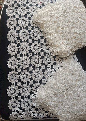 El İşlemeli Bohem Gri Beyaz Dantel Takımı - Görsel 2