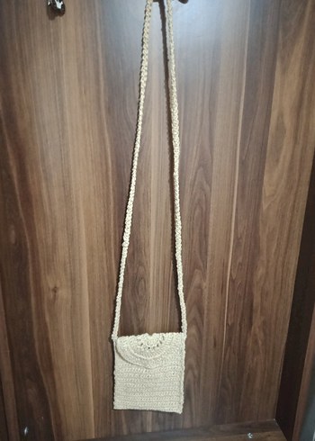 Bohem Nakışlı Mavi Örgü Kadın Çapraz Çanta - Görsel 4