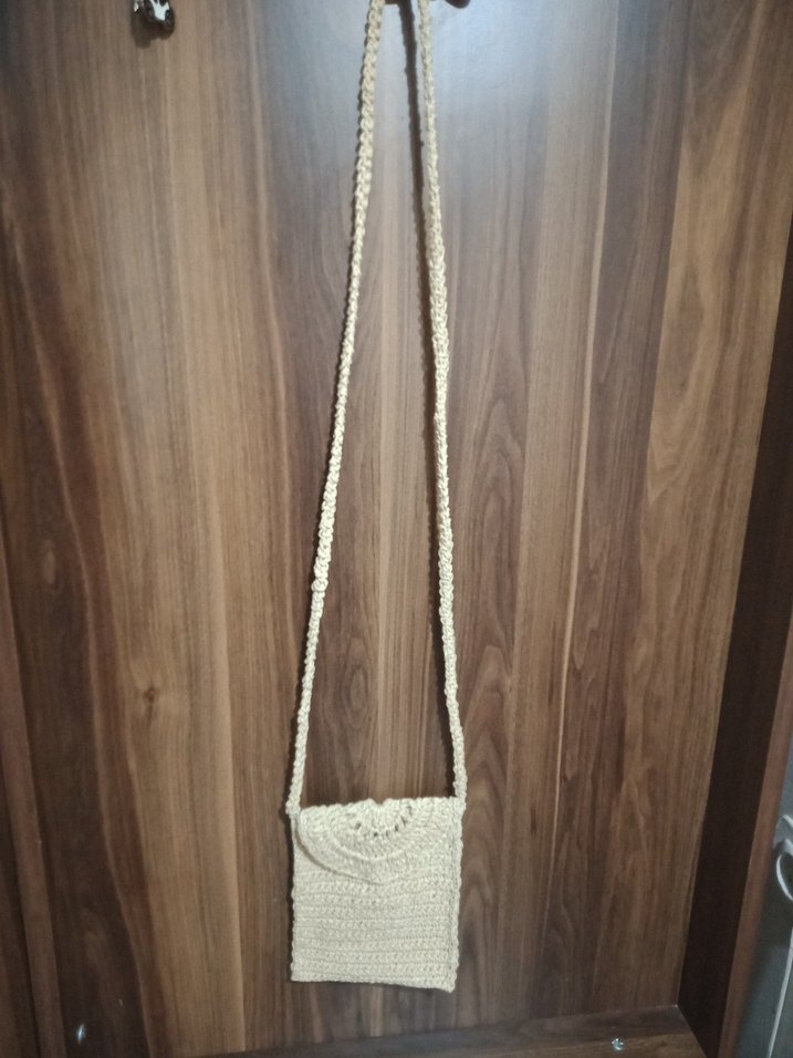 Bohem Nakışlı Mavi Örgü Kadın Çapraz Çanta - Görsel 4