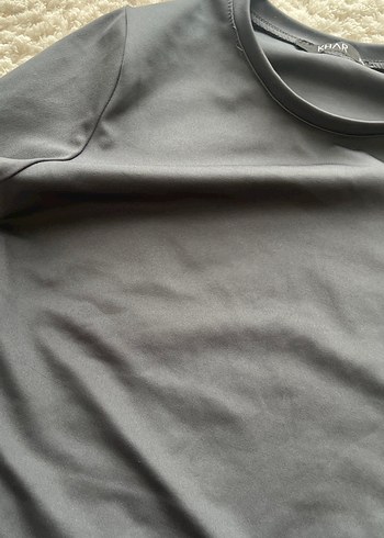 Gri Uzun Kollu Dar Kesim Kadın Tişört - Görsel 3