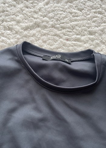 Gri Uzun Kollu Dar Kesim Kadın Tişört - Görsel 2