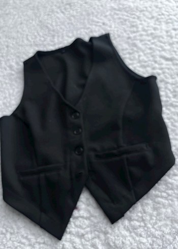 Düğmeli Siyah Kadın Yelek - Görsel 4