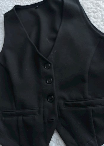 Düğmeli Siyah Kadın Yelek - Görsel 3