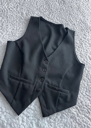 Düğmeli Siyah Kadın Yelek - Görsel 5