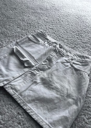 Beyaz Midi Denim Mini Etek - Görsel 2