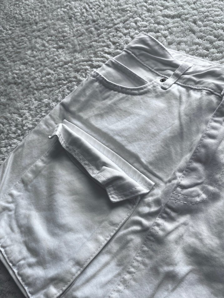 Beyaz Midi Denim Mini Etek - Görsel 5