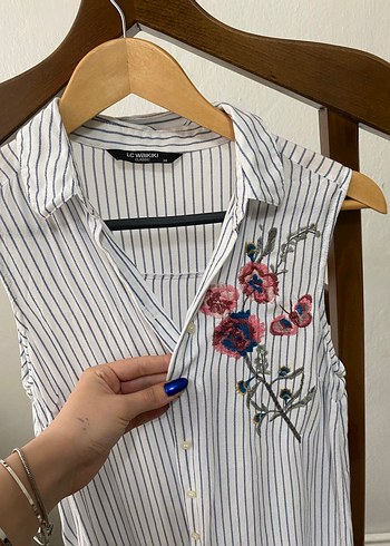 Nakışlı Düğmeli Askısız Gömlek - Görsel 2